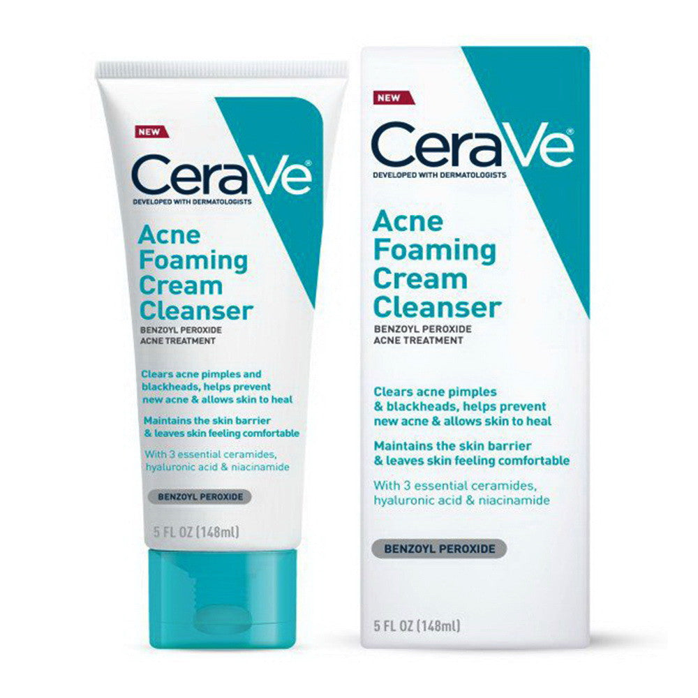 CeraVe Acne Foaming Cream Face Cleanser for Sensitive Skin, 5 Oz
